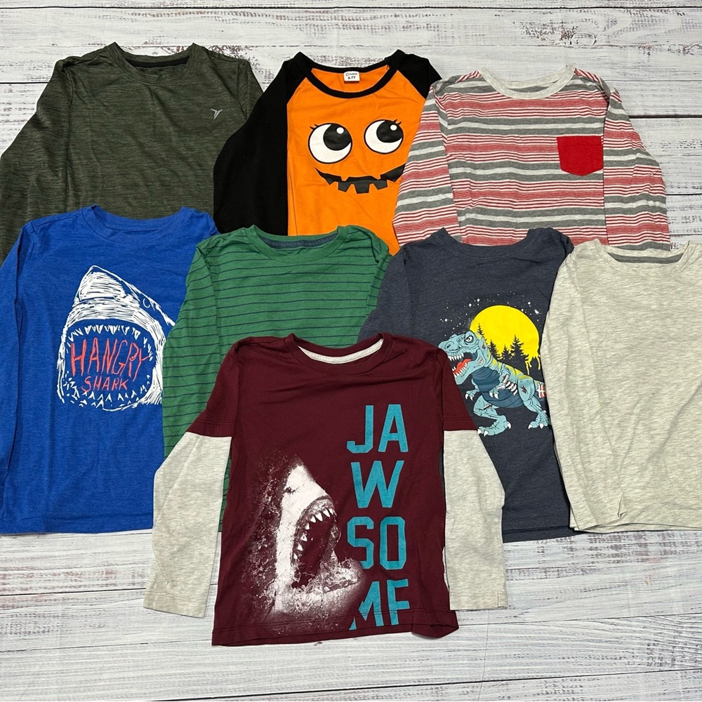 Bundle of Boys Long-Sleeve Shirts, Size 6-7